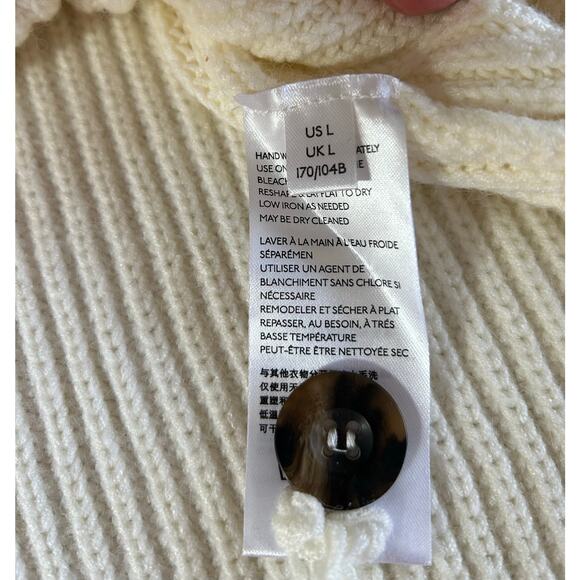 New! Anthropologie Shaker Knit Tunic Sweater Vest Cream Chunky Button Sides Sz L - Picture 4 of 8